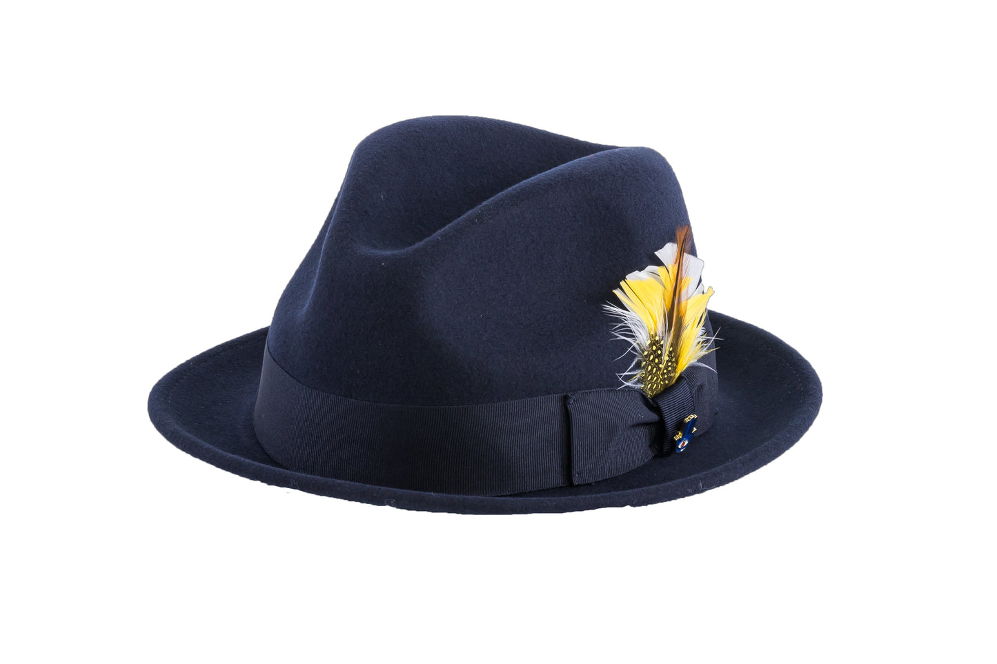 Australian Premium Wool Navy Brooks Fedora Hat