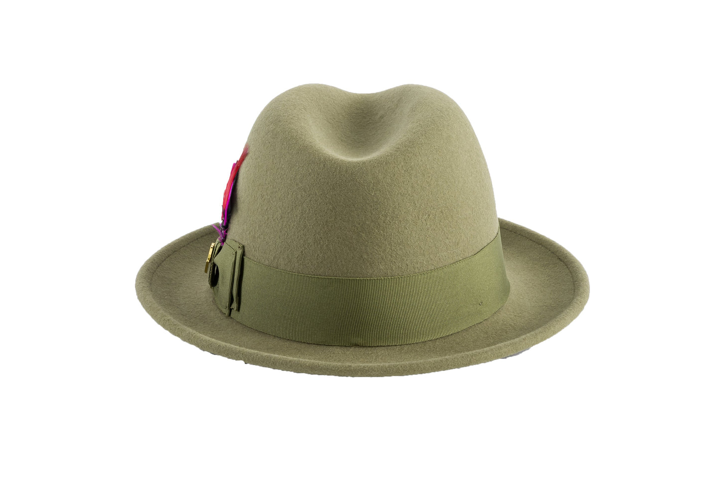 Australian Premium Wool Olive Green Brooks Fedora Hat