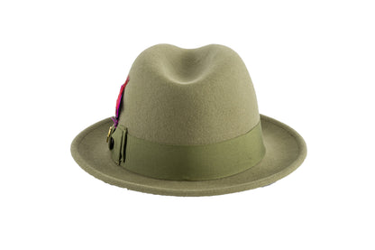 Australian Premium Wool Olive Green Brooks Fedora Hat