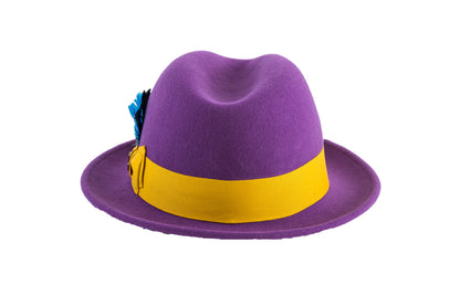 Australian Premium Wool Purple and Gold Brooks Fedora Hat