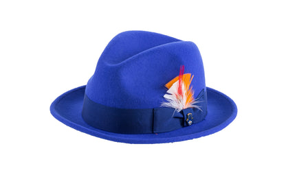 Australian Premium Wool Royal Blue Brooks Fedora Hat