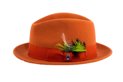 Australian Premium Wool Rust Brooks Fedora Hat