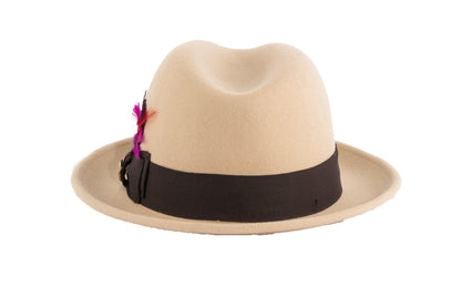 Australian Premium Wool Tan and Brown Brooks Fedora Hat