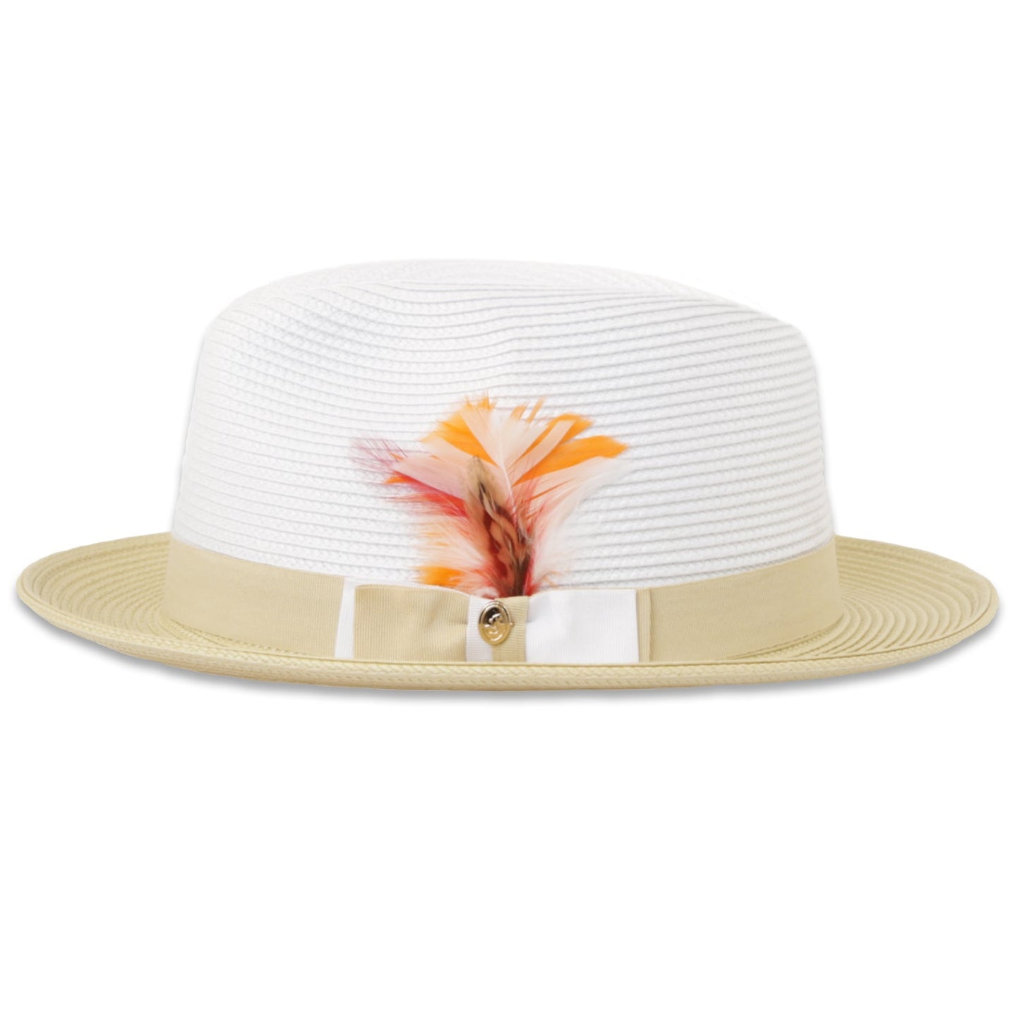 Habana Crushable Straw Hat Fedora in Two Tone Beige-White