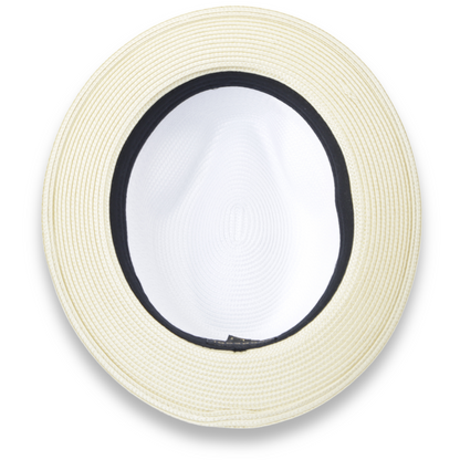 Habana Crushable Straw Hat Fedora in Two Tone Beige-White