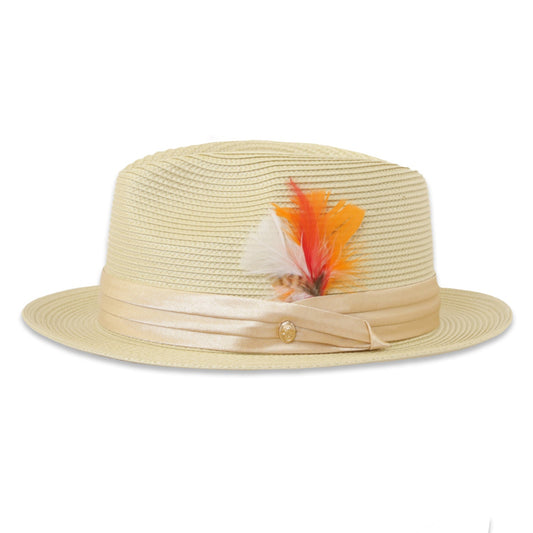 Mar Azul Crushable Straw Hat Fedora in Beige