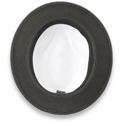 Habana Crushable Straw Hat Fedora in Two Tone Black-White