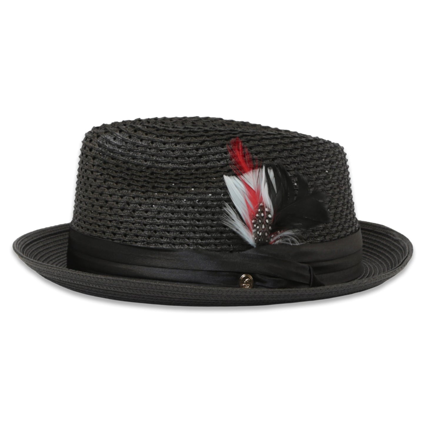 Panama Crushable Straw Hat Fedora in Black