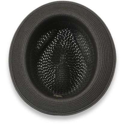 Panama Crushable Straw Hat Fedora in Black