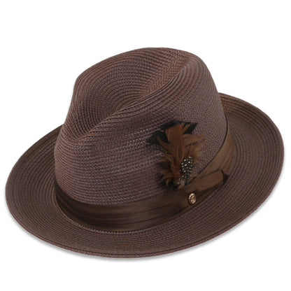 Mar Azul Crushable Straw Hat Fedora in Brown