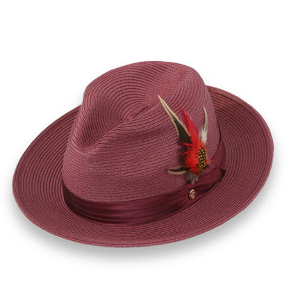 Mar Azul Crushable Straw Hat Fedora in Burgundy