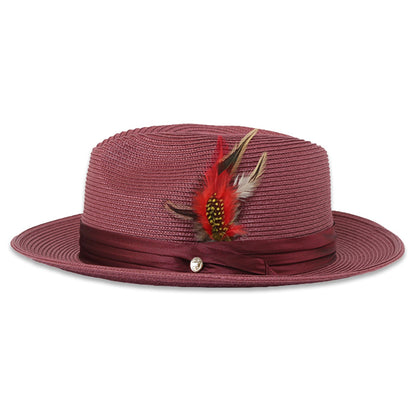 Mar Azul Crushable Straw Hat Fedora in Burgundy
