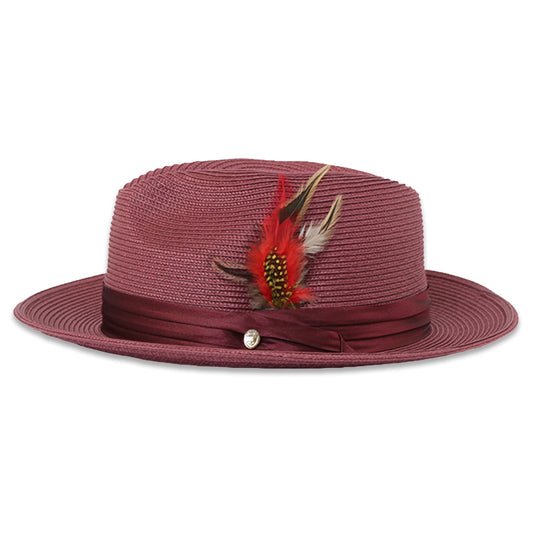 Mar Azul Crushable Straw Hat Fedora in Burgundy