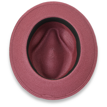 Mar Azul Crushable Straw Hat Fedora in Burgundy