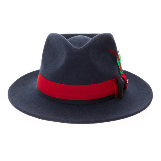 Australian Wool Navy and Red Grayson Fedora Hat