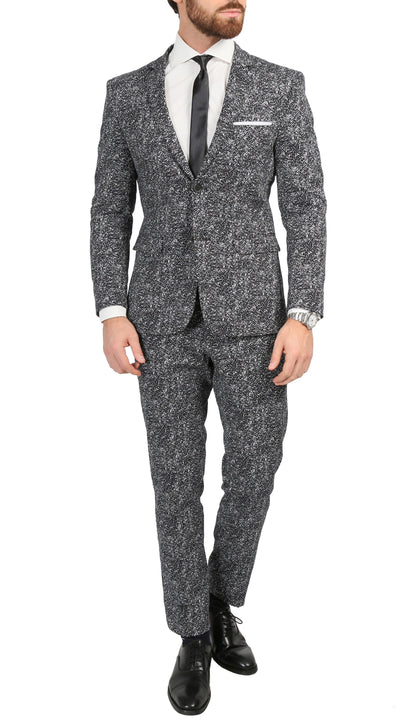 Marlowe Black Slim Fit & White Spotted Notch Lapel Suit