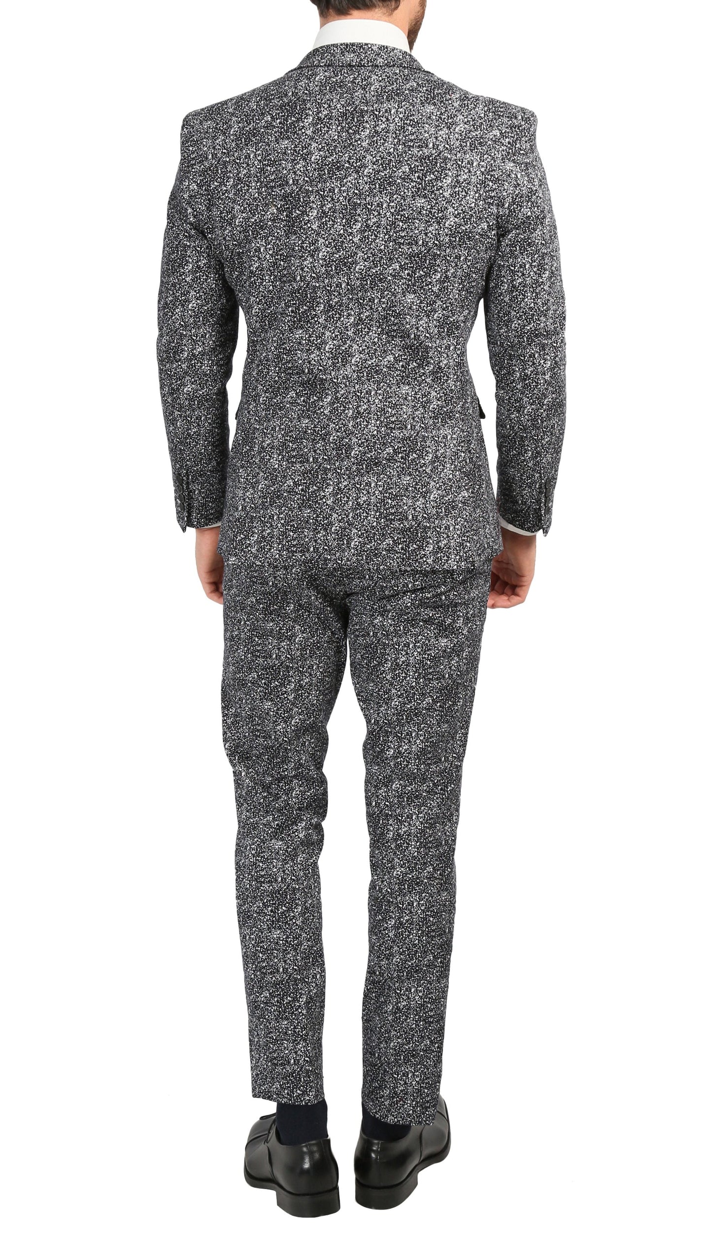Marlowe Black Slim Fit & White Spotted Notch Lapel Suit