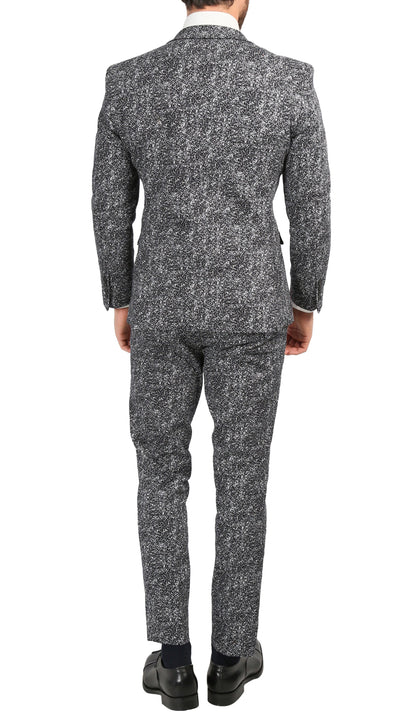 Marlowe Black Slim Fit & White Spotted Notch Lapel Suit