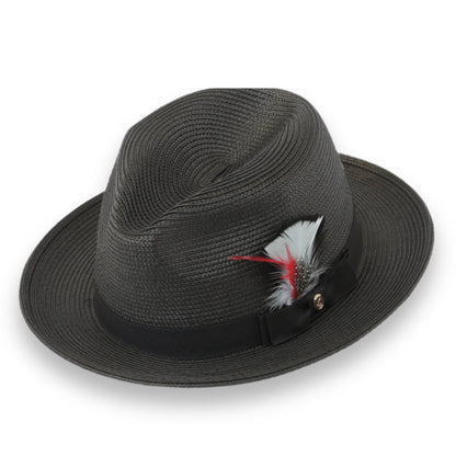 Habana Crushable Straw Hat Fedora in Charcoal