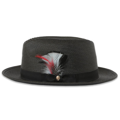 Habana Crushable Straw Hat Fedora in Charcoal