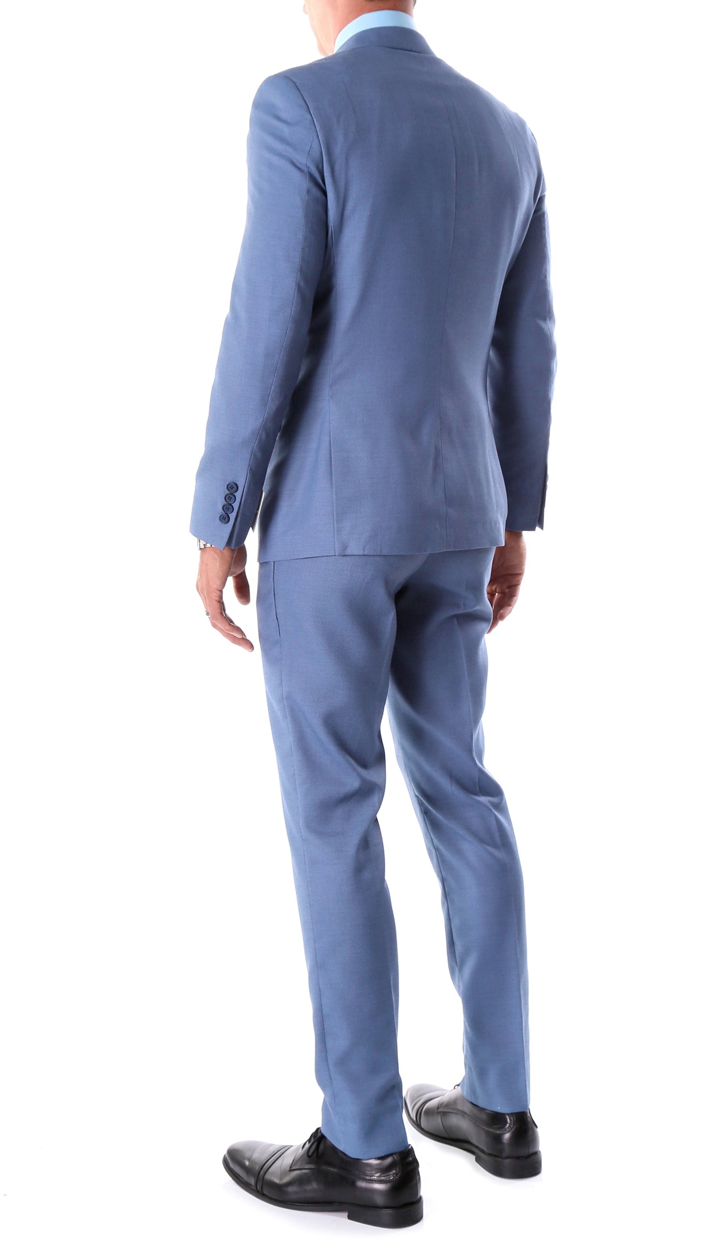 Leopold Slim Fit Blue Birdseye Peak Lapel 2-Piece Suit