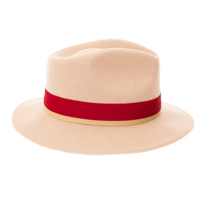 Australian Wool Beige and Red Grayson Fedora Hat