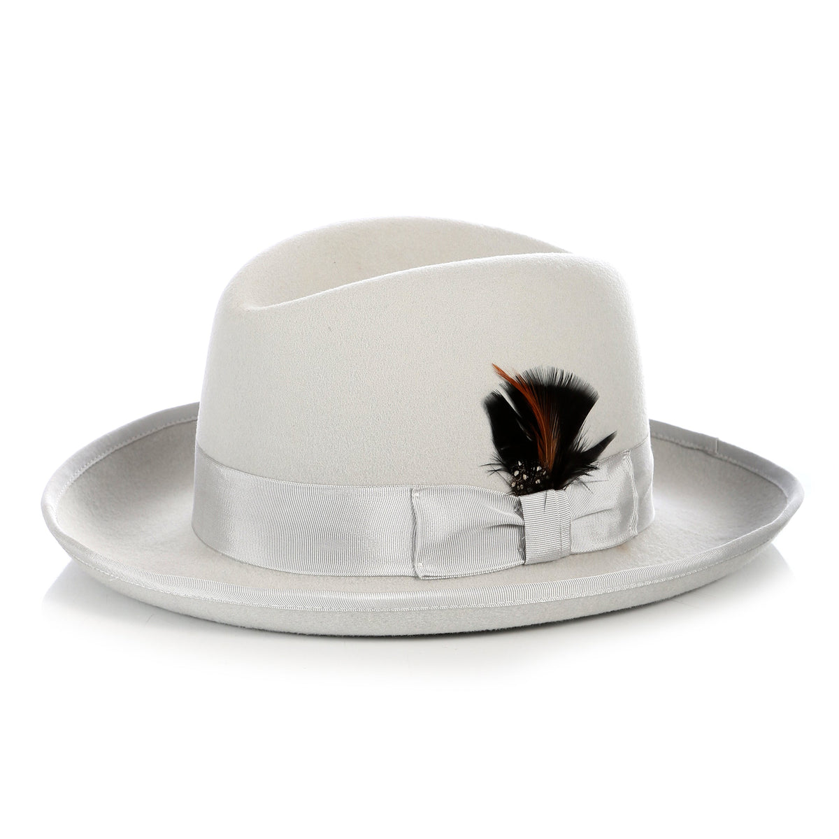 Ferrecci Premium Classic Light Grey Wool Godfather Hat — front view