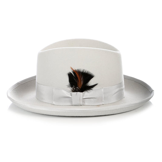 Ferrecci Premium Classic Light Grey Wool Godfather Hat — side view