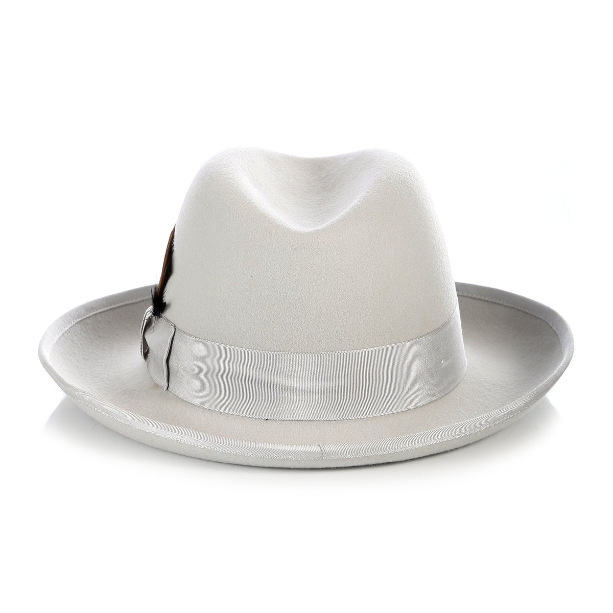 Ferrecci Premium Classic Light Grey Wool Godfather Hat — back view