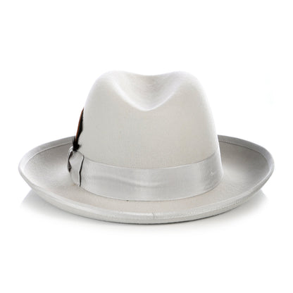 Ferrecci Premium Classic Light Grey Wool Godfather Hat — back view