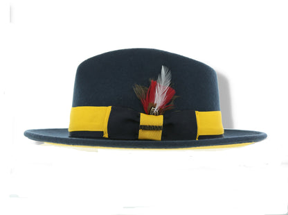 Australian Wool Navy and Gold Grayson Fedora Hat