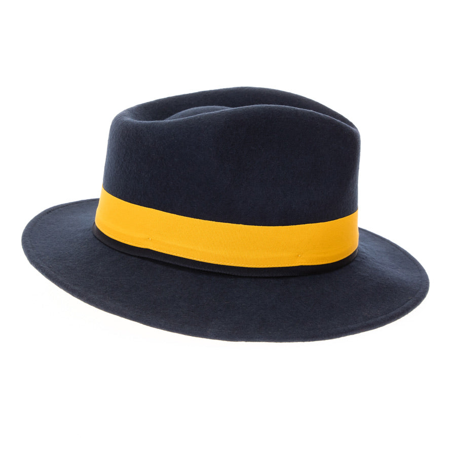 Australian Wool Navy and Gold Grayson Fedora Hat