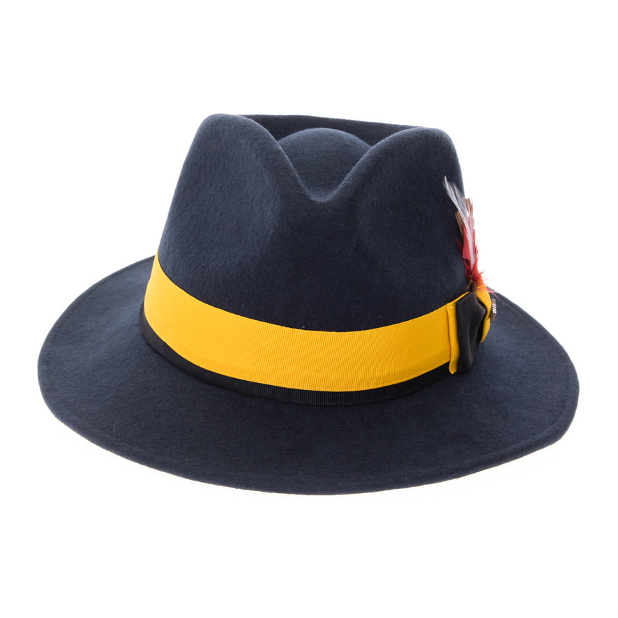 Australian Wool Navy and Gold Grayson Fedora Hat