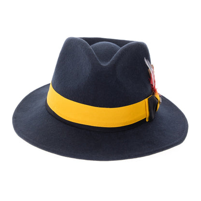Australian Wool Navy and Gold Grayson Fedora Hat