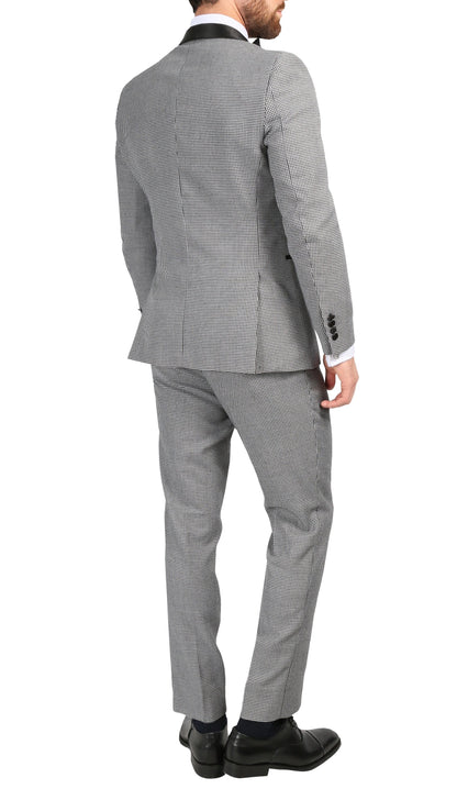 Cavendish Skinny Slim Fit Houndstooth Shawl Lapel 2-Piece Tuxedo