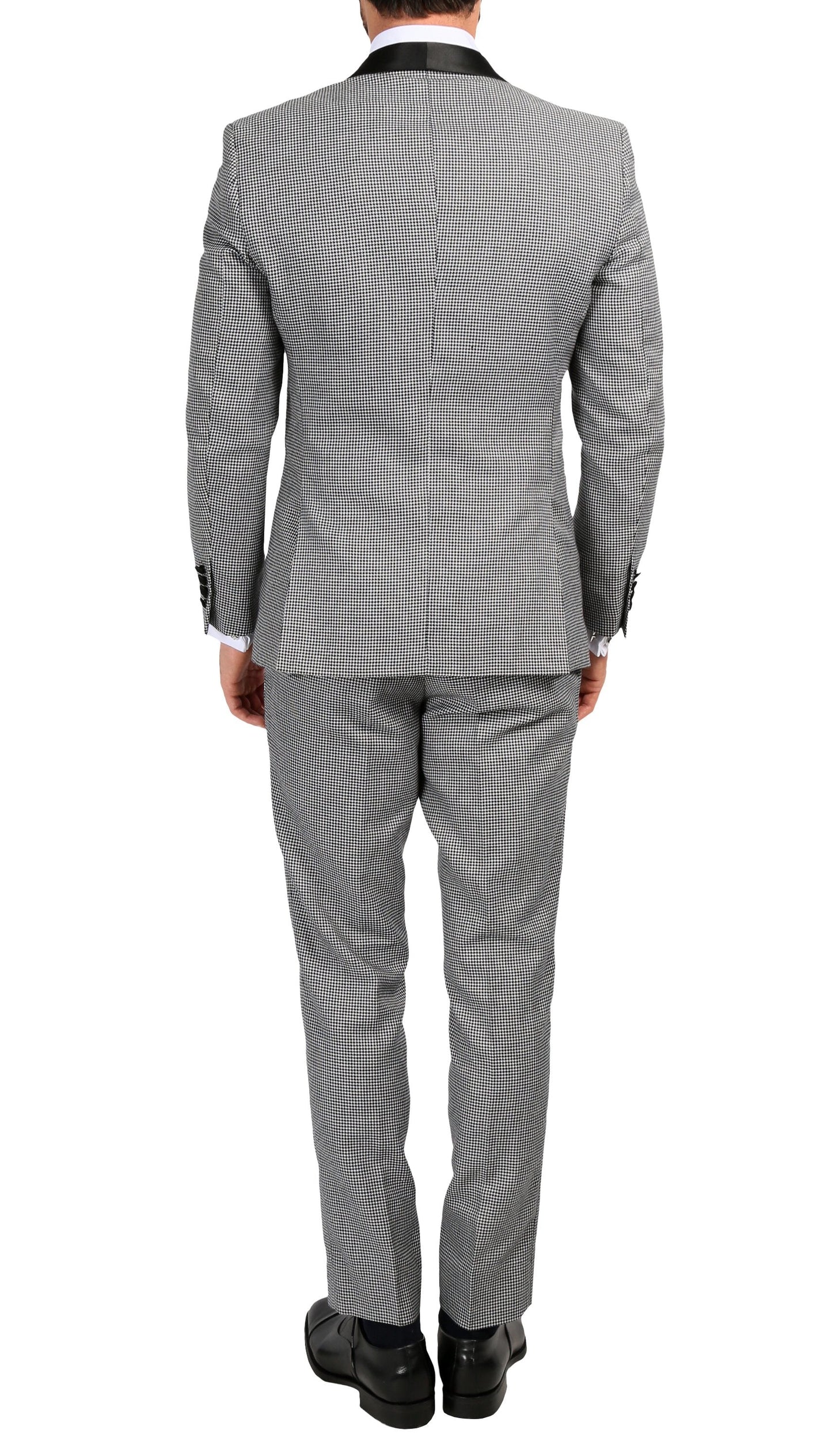 Cavendish Skinny Slim Fit Houndstooth Shawl Lapel 2-Piece Tuxedo