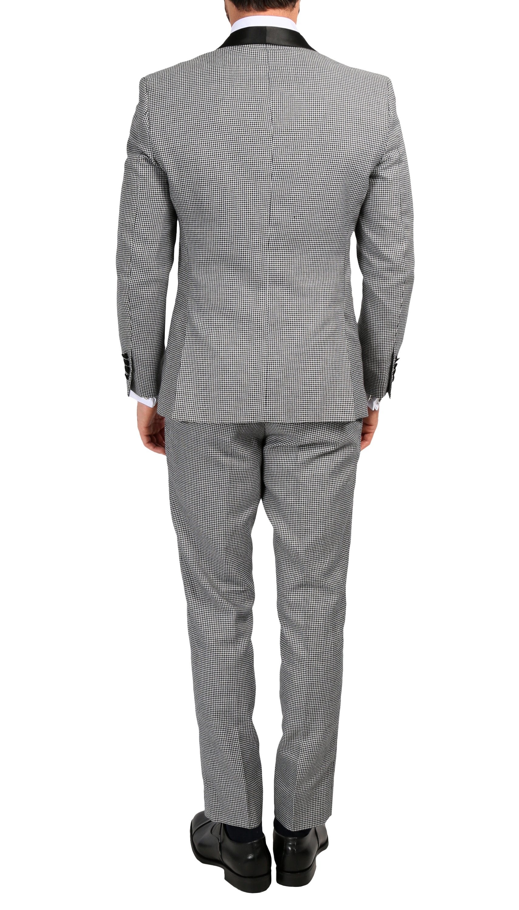 Cavendish Skinny Slim Fit Houndstooth Shawl Lapel 2-Piece Tuxedo