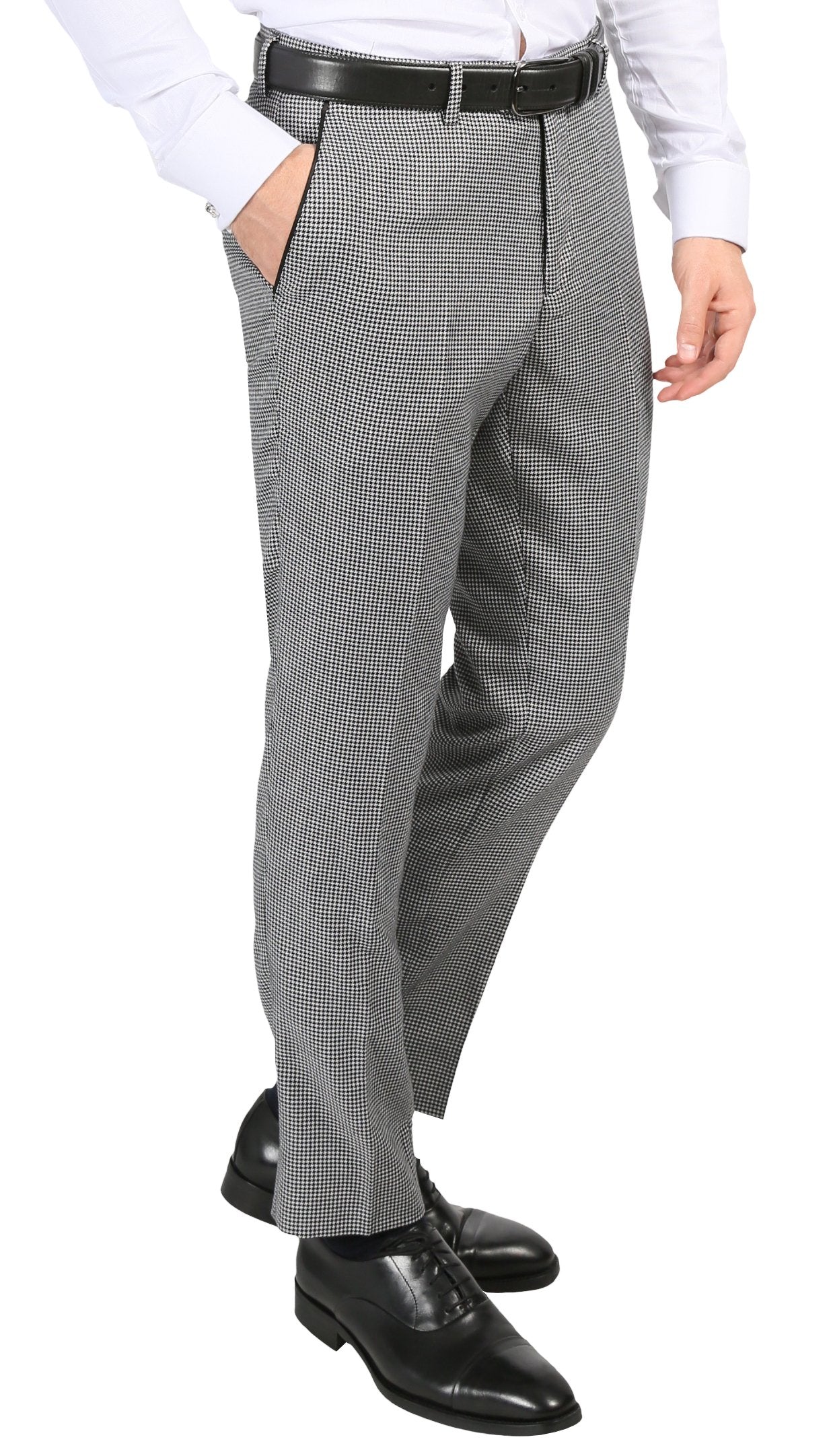 Cavendish Skinny Slim Fit Houndstooth Shawl Lapel 2-Piece Tuxedo