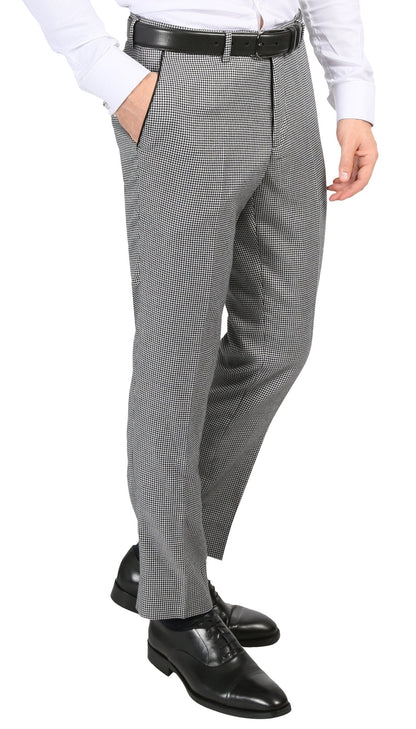 Cavendish Skinny Slim Fit Houndstooth Shawl Lapel 2-Piece Tuxedo