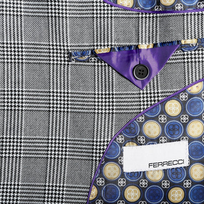 Ravensworth Grey Skinny Slim Fit 2-Piece Glen Plaid Peak Lapel Suit