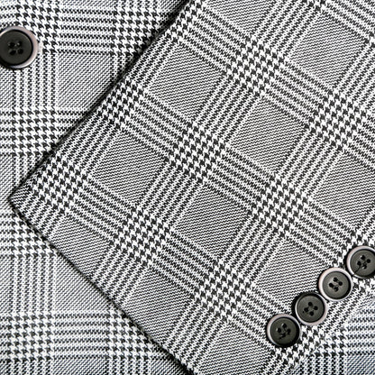 Ravensworth Grey Skinny Slim Fit 2-Piece Glen Plaid Peak Lapel Suit
