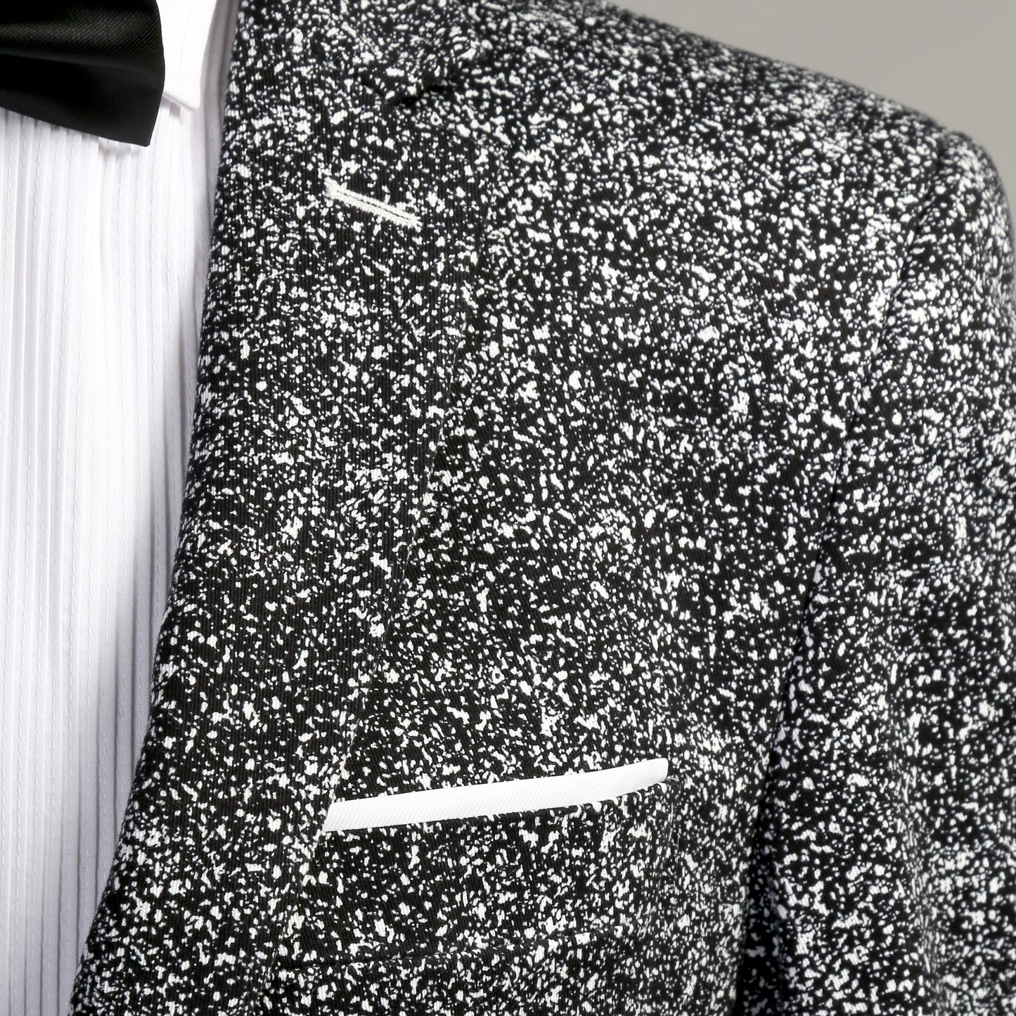 Marlowe Black Slim Fit & White Spotted Notch Lapel Suit