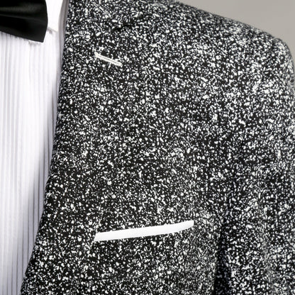 Marlowe Black Slim Fit & White Spotted Notch Lapel Suit