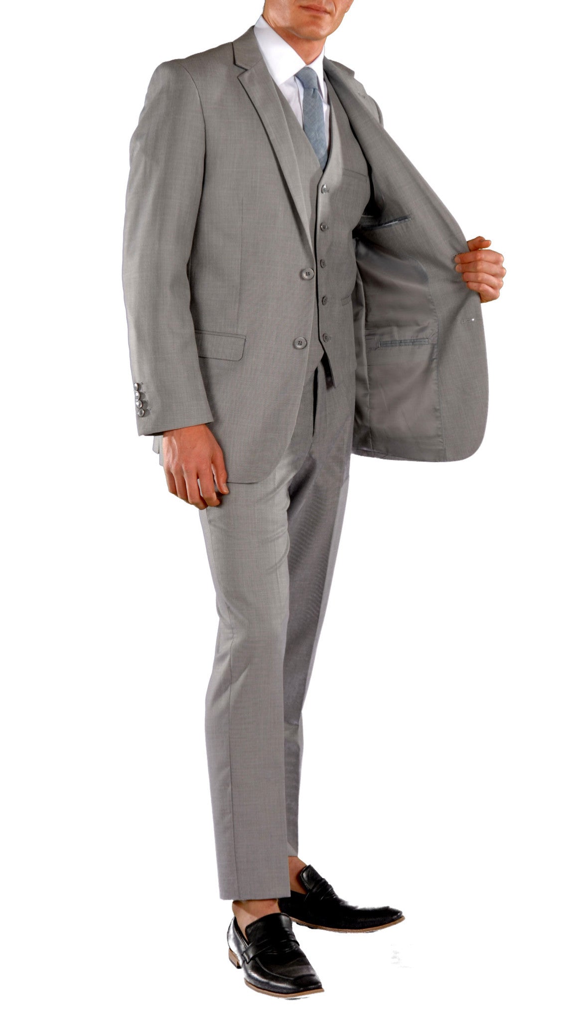 Imperial Light Grey Slim Fit Suit - 3-Piece