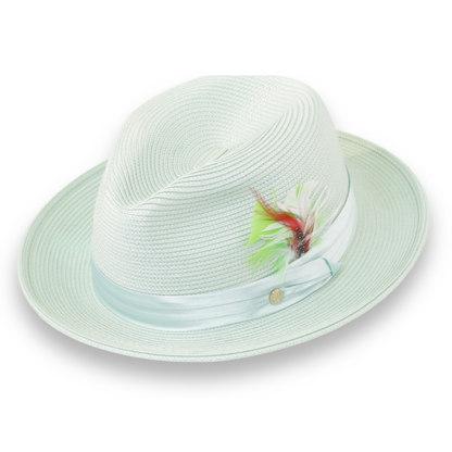Mar Azul Crushable Straw Hat Fedora in Jade