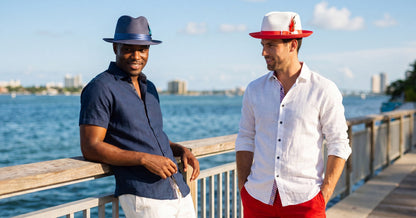 Mar Azul Crushable Straw Hat Fedora in Navy