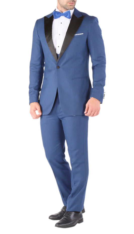 Alhambra Indigo Blue 3-Piece Slim Fit Peak Lapel Tuxedo