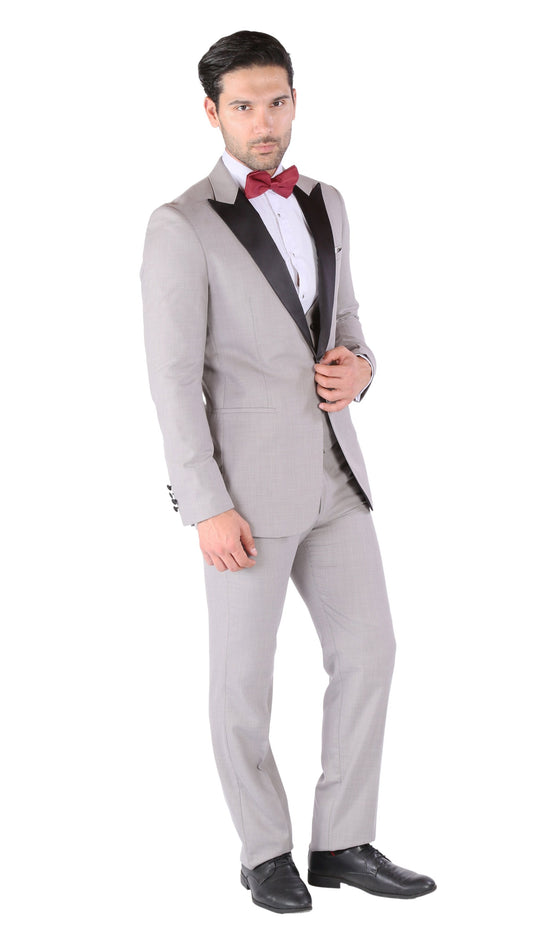 Alhambra Grey 3-Piece Slim Fit Peak Lapel Tuxedo