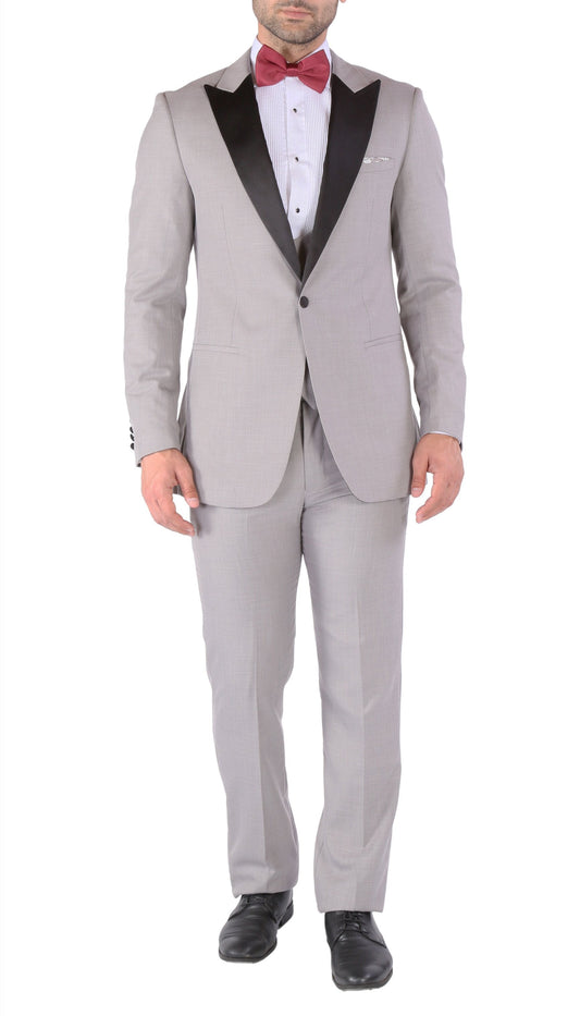Alhambra Grey 3-Piece Slim Fit Peak Lapel Tuxedo
