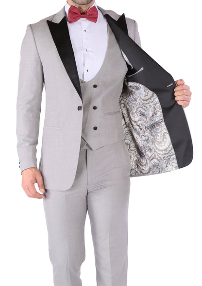 Alhambra Grey 3-Piece Slim Fit Peak Lapel Tuxedo